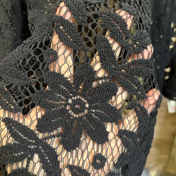 VTG Fishnet 24W Crochet Pullover Tunic Floral Festival Cottage Whimsigoth Witchy - Picture 5 of 7